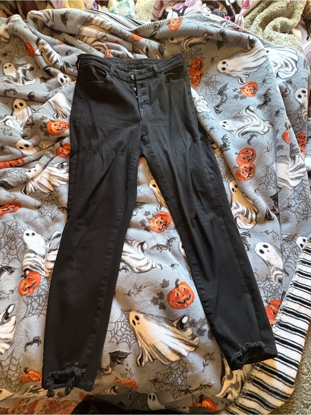 American Eagle Outfitters Black Skinny Button-Front Jeans